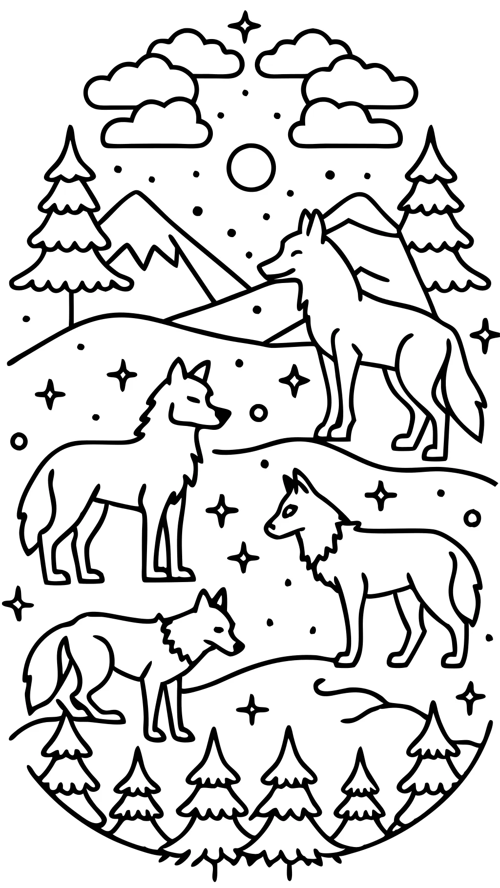 pack de loups coloriage